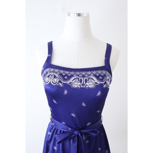 Vintage 1960s Size S Rose Marie Reid Skirted One Piece Bathing Suit Blue - Picture 3 of 9